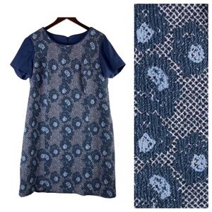 Nicole Miller for Mary Kay Sz 16W XL 1X Shift Dress Blue Floral Tweed